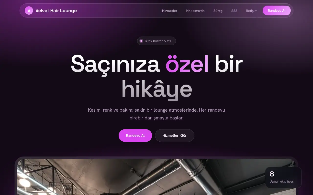 Kadın Kuaförü Web Sitesi — Velvet Hair Lounge